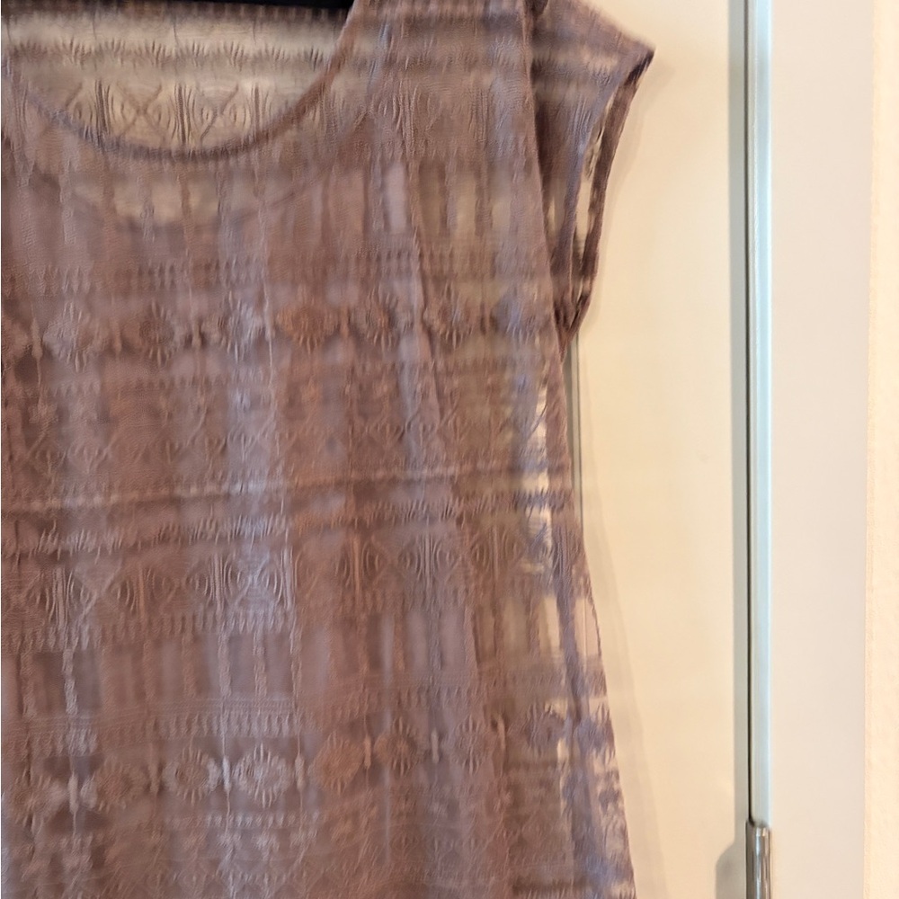 Garnet Hill Embroidered Gray Lace Embroidered Romantic Dress Size 10 - Picture 7 of 13